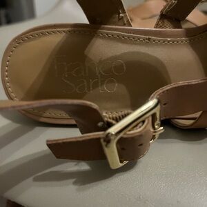 Franco Sarto Tan Sandals with Gold Buckle